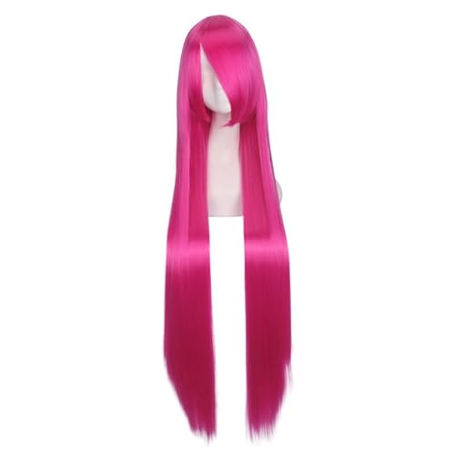 Namzi Echthaar-Perücke, gerade, mit Pony, hitzebeständig, bunt, für Cosplay, Kostüm, Party, Alltag, 100 cm, Rosa Namzi Echthaar-Perücke, gerade, mit Pony, hitzebeständig, bunt, für Cosplay, Kostüm, Party, Alltag, 100 cm, Rosa von Namzi