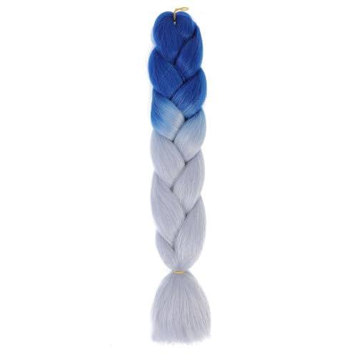 Namzi Flechthaarverlängerungen für Damen, 6 Packungen, 100 g/Packung, 61 cm, hohe Temperatur, Kunsthaar, Flechthaar für gedrehte Häkelzöpfe, Dunkelblau bis Grau, 6 Packungen von Namzi
