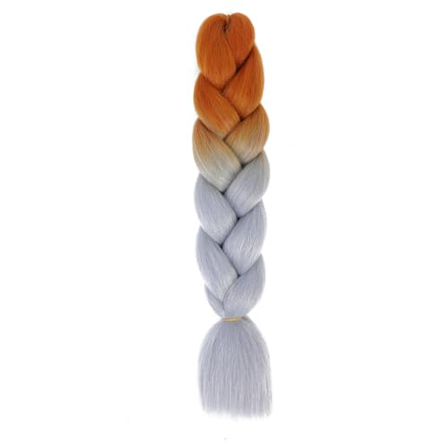 Namzi Flechthaarverlängerungen für Damen, 6 Packungen, 100 g/Packung, 61 cm, hohe Temperatur, Kunsthaar, Flechthaar für gedrehte Häkelzöpfe, Dunkelorange bis Grau, 6 Packungen von Namzi