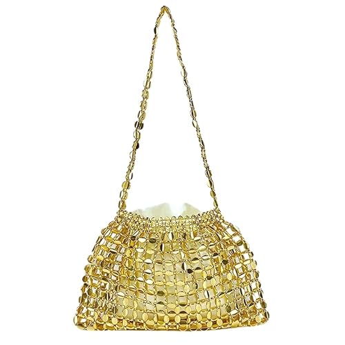 Namzi Gelbe gewebte Tasche, 1 Stück, glitzernde Perlen, stilvolles handgefertigtes Design, perfekt für tägliche Ausflüge und Kaffeeläufe von Namzi