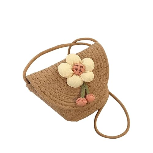 Namzi Gewebte Tasche, 1 Stück, Khaki, Baumwollfaden, Schultertasche mit Blumen-Akzenten, niedliche, handgewebte Tragetasche, stilvoll für den täglichen Gebrauch, lässige Looks von Namzi