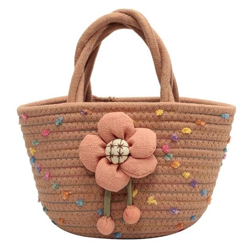 Namzi Gewebte Tasche, 1 Stück, Khaki, Baumwollseil mit bunten Bommeln, niedlich gemusterte Tasche, stilvoll für den täglichen Gebrauch, lässige Looks von Namzi
