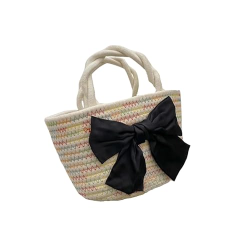 Namzi Gewebte Tasche, 1 Stück, Khaki, kleine Tragetasche mit bunten Fäden, schwarzer Schleife, niedliches Web-Design, ideal für Freizeitausflüge Namzi Gewebte Tasche, 1 Stück, Khaki, kleine Tragetasche mit bunten Fäden, schwarzer Schleife, niedliches Web-Design, ideal für Freizeitausflüge von Namzi