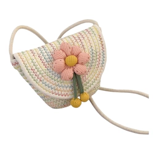 Namzi Gewebte Tasche, 1 Stück, beige, Baumwollfaden, Schultertasche mit Blumen-Akzenten, niedliche, handgewebte Tragetasche, stilvoll für den täglichen Gebrauch, lässige Looks von Namzi