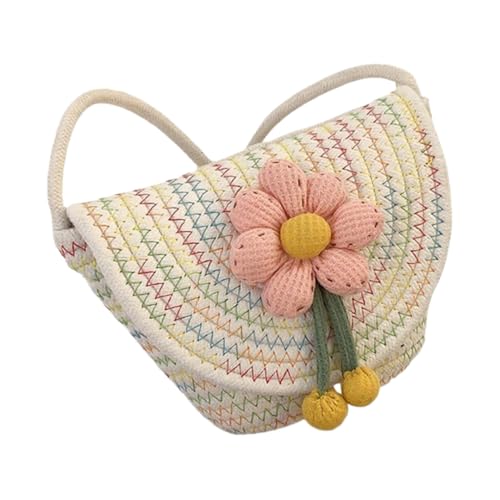Namzi Gewebte Tasche, 1 Stück, mehrfarbig, Baumwollfaden, Schultertasche mit Blumen-Akzenten, niedliche, handgewebte Tragetasche, stilvoll für tägliche Ausflüge, lässiger Look A von Namzi