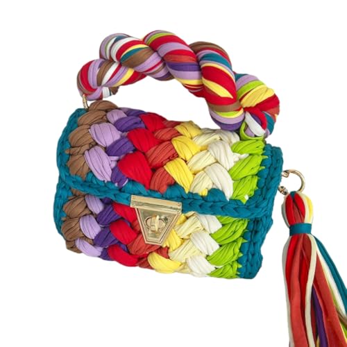 Namzi Gewebte Tasche, 1 Stück, niedliche handgefertigte Tasche mit Farbblock, stilvolles gewebtes Design, trendiges Accessoire für den täglichen Gebrauch, Must-Have Fashion Pick J von Namzi