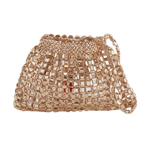 Namzi Goldene gewebte Tasche, 1 Stück, niedliche Schultertasche mit Perlen, stilvolles Handdesign, perfekt für den täglichen Gebrauch von Namzi