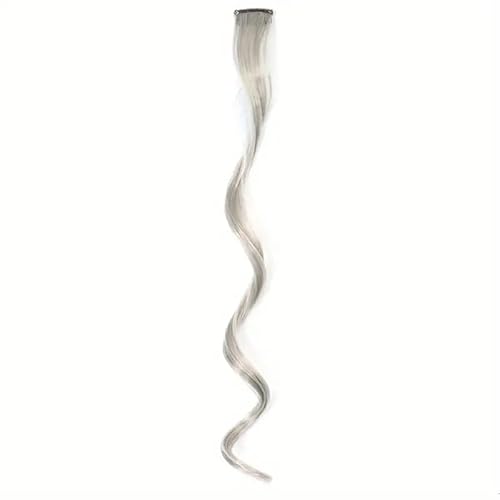 Namzi Haarverlängerungen, 12 Stück, 45,7 cm, Regenbogen-Clip-in-Haarverlängerung, einfarbig, lang, gewellt, synthetisch, für Frauen, Geschenk, Party, Grau von Namzi