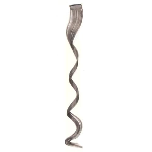 Namzi Haarverlängerungen, 12 Stück, 45,7 cm, Regenbogen-Clip-in-Haarverlängerung, einfarbig, lang, gewellt, synthetisch, für Frauen, Geschenk, Party, Grau von Namzi