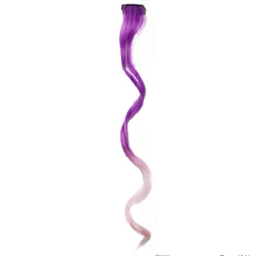 Namzi Haarverlängerungen, 12 Stück, 45,7 cm, Regenbogen-Clip-in-Haarverlängerungen, einfarbig, lang, gewellt, synthetisch, für Frauen, Geschenk, Party, Violett von Namzi