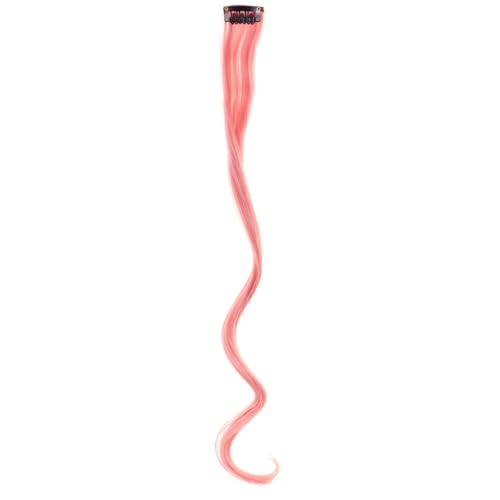 Namzi Haarverlängerungen, 12 Stück, 45,7 cm, Regenbogen-Clip-in-Haarverlängerungen, einfarbig, mit Strähnen, lang, gewellt, synthetisch, für Frauen, Geschenke, Party, Rosa, 12 Stück von Namzi