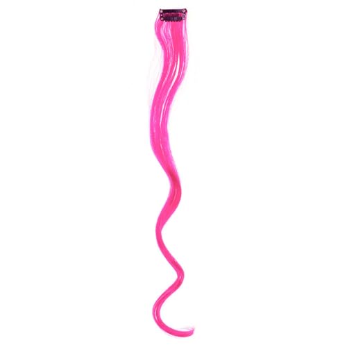 Namzi Haarverlängerungen, 6 Stück, 45,7 cm, Regenbogen-Clip-in-Haarverlängerung, einfarbig, mit Strähnen, lang, gewellt, synthetisch, für Frauen, Geschenke, Party, Rosa, 6 Stück von Namzi