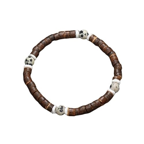 Namzi Handgefertigtes Kokosnussschalen-Perlenarmband zum Stapeln, handgefertigtes geflochtenes gewebtes verstellbares Armband für Damen und Herren - B von Namzi