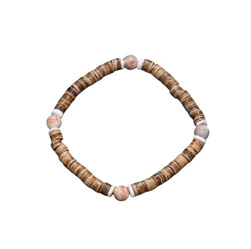 Namzi Handgefertigtes Kokosnussschalen-Perlenarmband zum Stapeln, handgefertigtes geflochtenes gewebtes verstellbares Armband für Damen und Herren - H von Namzi