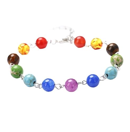 Namzi Handgefertigtes Perlenarmband, geeignet für Männer und Frauen, 8 mm farbiges Naturstein-Perlenarmband (farbig, A-Stil) von Namzi