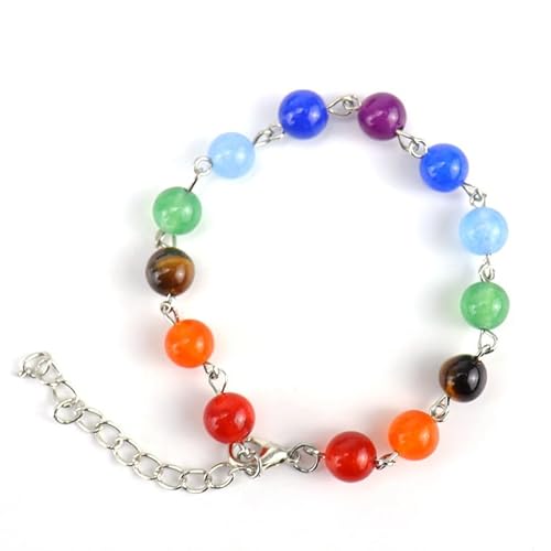 Namzi Handgefertigtes Perlenarmband, geeignet für Männer und Frauen, 8 mm farbiges Naturstein-Perlenarmband (farbig, B-Stil) von Namzi