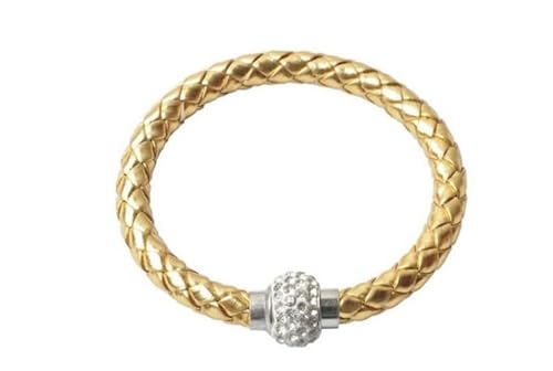 Namzi Handgefertigtes Perlenarmband, geeignet für Männer und Frauen, PU-Lederseil gewebtes Armband, Paararmband (Gold) von Namzi