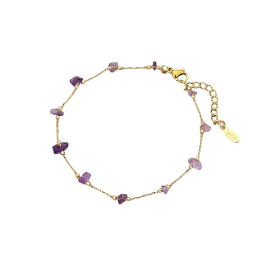 Namzi Handgefertigtes Perlenarmband, geeignet für Männer und Frauen, Sommermode aus natürlichem Titanstahl (lila) von Namzi