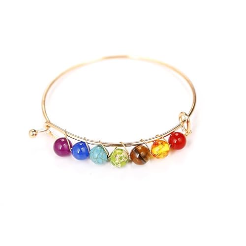 Namzi Handgefertigtes Perlenarmband, geeignet für Männer und Frauen, handgewickelter Naturstein, sieben Farben (B-Stil, Gold) von Namzi