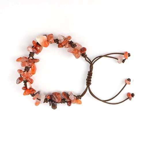 Namzi Handgefertigtes Perlenarmband, geeignet für Männer und Frauen, natürlicher Schotterkristall, reines handgefertigtes gewebtes Armband mit verstellbarem Seil (rot) A von Namzi