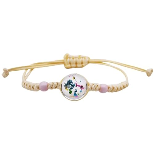 Namzi Handgefertigtes Perlenarmband, geeignet für Männer und Frauen, transparenter Kristall, Lebensbaum, getrocknete Blume, gewebtes Seilarmband, dehnbares Armband (bunt) von Namzi