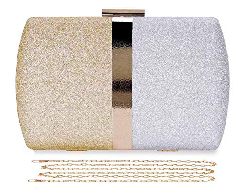 Namzi Handtasche, 1 Stück, Weiß und Gold, auffällige Farbblock-Abend-Clutch, Kontraststich-Design für formelle Partys, Galas, Must-Have-Handtasche von Namzi