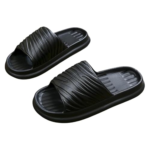 Namzi Hausschuhe Herren Damen rutschfest Schnell Trocknende Duschschuhe Badsandalen Ultrakissen Dicke Sohle (Größe:40-41, Schwarz) B von Namzi