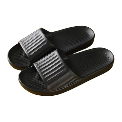 Namzi Hausschuhe Herren Damen rutschfest Schnell Trocknende Duschschuhe Badsandalen Ultrakissen Dicke Sohle (Größe:40-41, Schwarz) G von Namzi