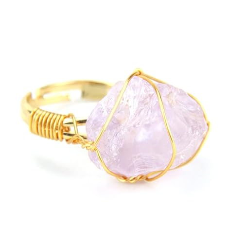 Namzi Hellvioletter verstellbarer Rohsteinring, 1 Stück, Ring, verstellbares Design, Naturstein-Detail, ideal für den täglichen Gebrauch von Namzi