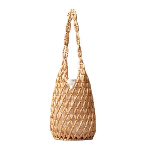 Namzi Khaki-Webtasche, 1 Stück, niedliche Holzperlentasche, stilvolles gewebtes Design, perfekt für Freizeitausflüge, Partys Namzi Khaki-Webtasche, 1 Stück, niedliche Holzperlentasche, stilvolles gewebtes Design, perfekt für Freizeitausflüge, Partys von Namzi