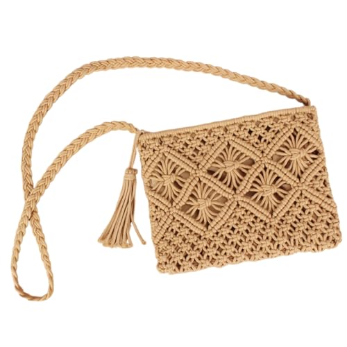Namzi Khaki-Webtasche, 1 Stück, niedliche Quaste, Umhängetasche, Gras, gewebtes Design, perfekt für Partys, tägliche Ausflüge von Namzi