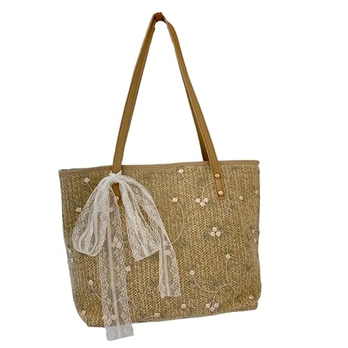 Namzi Khaki-Webtasche, 1 Stück, niedliche Strohtasche, stilvolles gewebtes Design, perfekt für Marktläufe, Strandausflüge, praktisch, trendig von Namzi