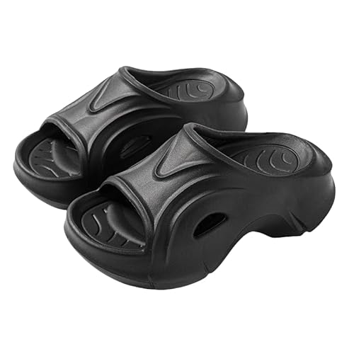Namzi Kissen Hausschuhe Damen Herren rutschfest Schnell Trocknend Duschkleber Badezimmer Sandalen Ultrakissen Dicke Sohle (Größe:38-39, Schwarz) D von Namzi