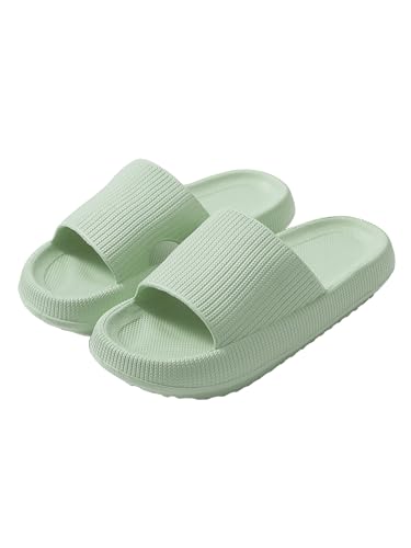 Namzi Kissen Hausschuhe Damen Herren rutschfest Schnell Trocknend Duschkleber Badezimmer Sandalen Ultrakissen Dicke Sohle (Größe:40-41, Grün) D von Namzi