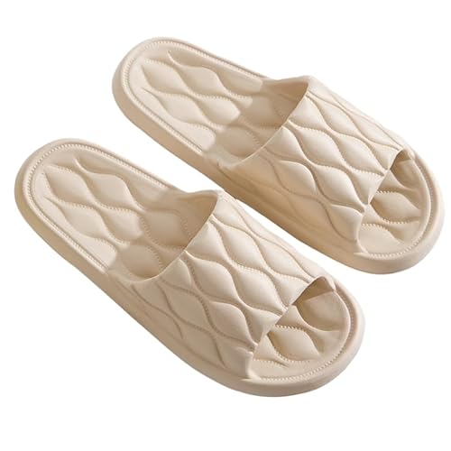 Namzi Kissen Hausschuhe Damen Herren rutschfest Schnell Trocknend Duschkleber Badezimmer Sandalen Ultrakissen Dicke Sohle (Größe:42-43, Khaki) C von Namzi