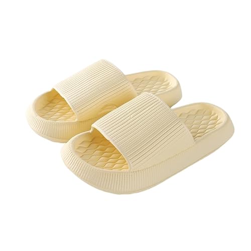 Namzi Kissen Hausschuhe Herren Damen rutschfest Schnell Trocknend Duschkleber Badezimmer Sandalen Ultrakissen Dicke Sohle (Größe:36-37, Gelb) B von Namzi