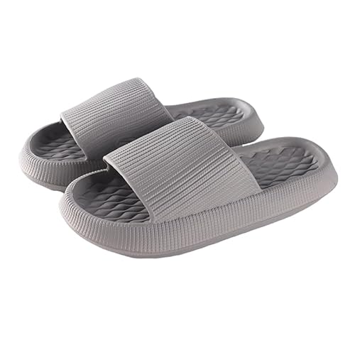 Namzi Kissen Hausschuhe Herren Damen rutschfest Schnell Trocknend Duschkleber Badezimmer Sandalen Ultrakissen Dicke Sohle (Größe:38-39, Grau) A von Namzi