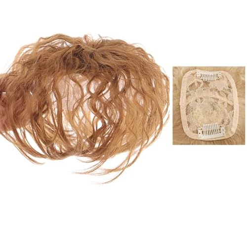 Namzi Kurze lockige Echthaar-Perücke mit Clip für Damen, hellmahagonifarben von Namzi