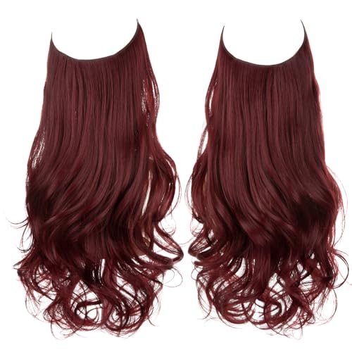 Namzi Lange gewellte Perücke mit transparentem unsichtbarem Fischgrund, verstellbare Größe, lockiges Haar, verstecktes geheimes Haarteil für Frauen, ohne Clip, 45,7 cm, weinrot Namzi Lange gewellte Perücke mit transparentem unsichtbarem Fischgrund, verstellbare Größe, lockiges Haar, verstecktes geheimes Haarteil für Frauen, ohne Clip, 45,7 cm, weinrot von Namzi
