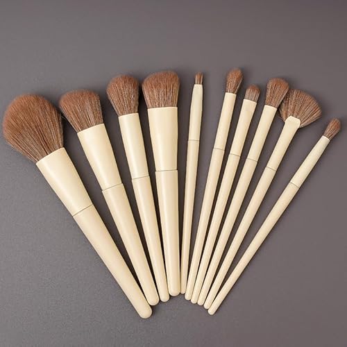 Namzi Make-up-Pinsel, Make-up-Pinsel-Set, 10-teiliges Reise-Make-up-Pinsel-Set, Kosmetikpinsel für Gesicht, Foundation, Rouge, Lidschatten (Beige) von Namzi