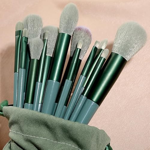 Namzi Make-up-Pinsel, Make-up-Pinsel-Set, 13-teiliges Reise-Make-up-Pinsel-Set, Kosmetikpinsel für Gesicht, Foundation, Rouge, Lidschatten, mit Aufbewahrungstasche (grün) von Namzi