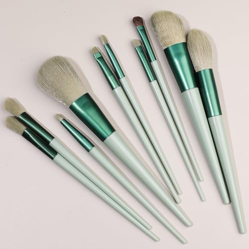 Namzi Make-up-Pinsel-Set, 10 Stück, hochwertige synthetische Grundierung, Puder, Concealer, Lidschatten, Rouge, Make-up-Pinsel, Grün von Namzi