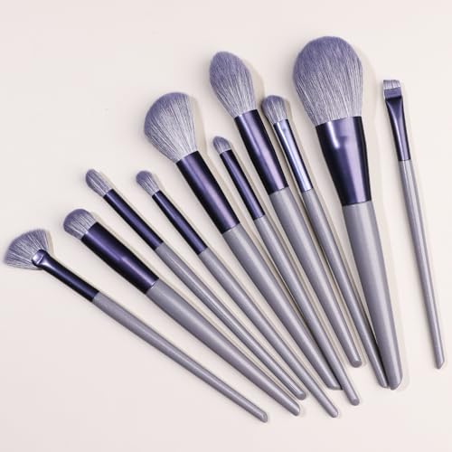 Namzi Make-up-Pinsel-Set, 10 Stück, hochwertige synthetische Grundierung, Puder, Concealer, Lidschatten, Rouge, Make-up-Pinsel, Violett von Namzi