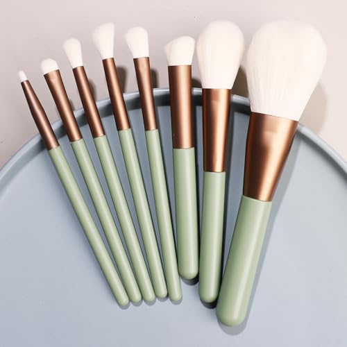 Namzi Make-up-Pinsel-Set, 8-teilig, hochwertige synthetische Grundierung, Puder, Concealer, Lidschatten, Rouge, Make-up-Pinsel, Grün von Namzi