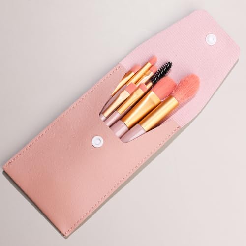 Namzi Make-up-Pinsel-Set, 8-teilig, hochwertige synthetische Grundierung, Puder, Concealer, Lidschatten, Rouge, Pink, Make-up-Pinsel mit rosa Aufbewahrungstasche von Namzi