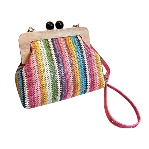 Namzi Pinke gewebte Tasche, 1 Stück, Stroh, quadratisch, gewebte Tasche, stilvolle Mini-Tragetasche, perfekt für den täglichen Gebrauch von Namzi