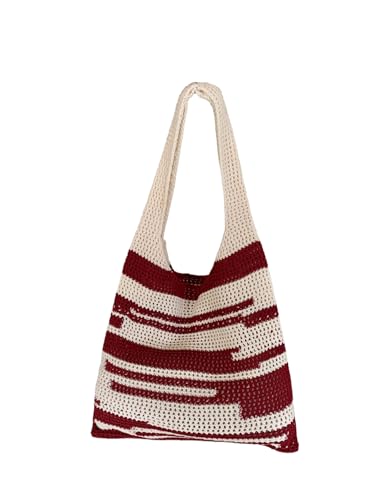 Namzi Rote gewebte Tasche, 1 Stück, gestrickte gewebte Tasche, stilvolles strukturiertes Design, perfekt für tägliche Ausflüge, Marktläufe von Namzi