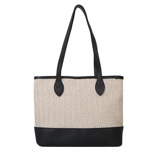 Namzi Schwarze geflochtene Tasche, 1 Stück, einzelne Schultertasche, Strohtasche, stilvoll für Marktläufe, Picknicks, geräumig, trendig von Namzi