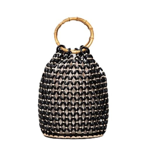 Namzi Schwarze gewebte Tasche, 1 Stück, ausgehöhlte Eimertasche, stilvolles gewebtes Design, perfekt für tägliche Ausflüge, Marktausflüge Namzi Schwarze gewebte Tasche, 1 Stück, ausgehöhlte Eimertasche, stilvolles gewebtes Design, perfekt für tägliche Ausflüge, Marktausflüge von Namzi