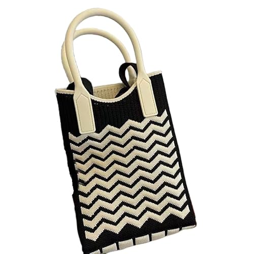 Namzi Schwarze gewebte Tasche, 1 Stück, niedliches Wellenmuster, stilvolle Mini-gewebte Tasche, perfekt für den täglichen Gebrauch, schnelle Besorgungen von Namzi